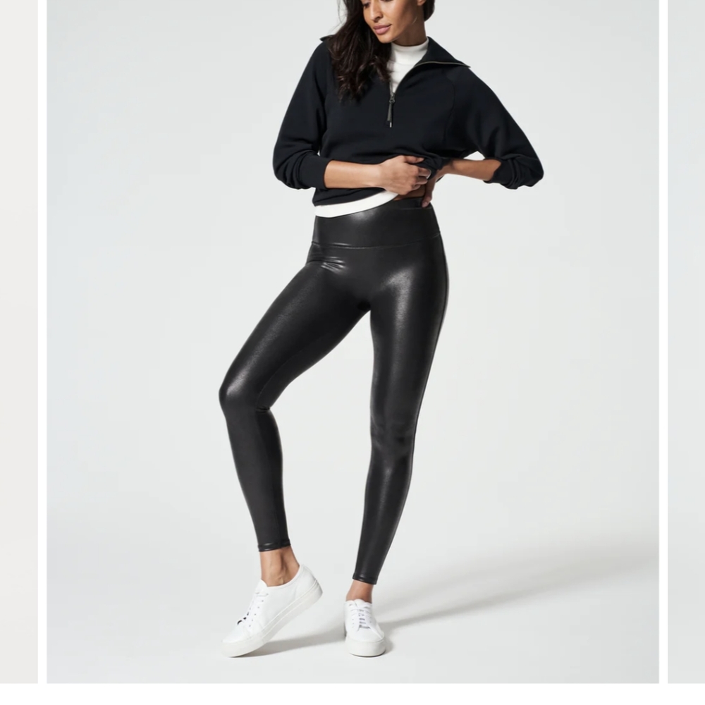 Faux Leather Leggings - Black / Tall / S
